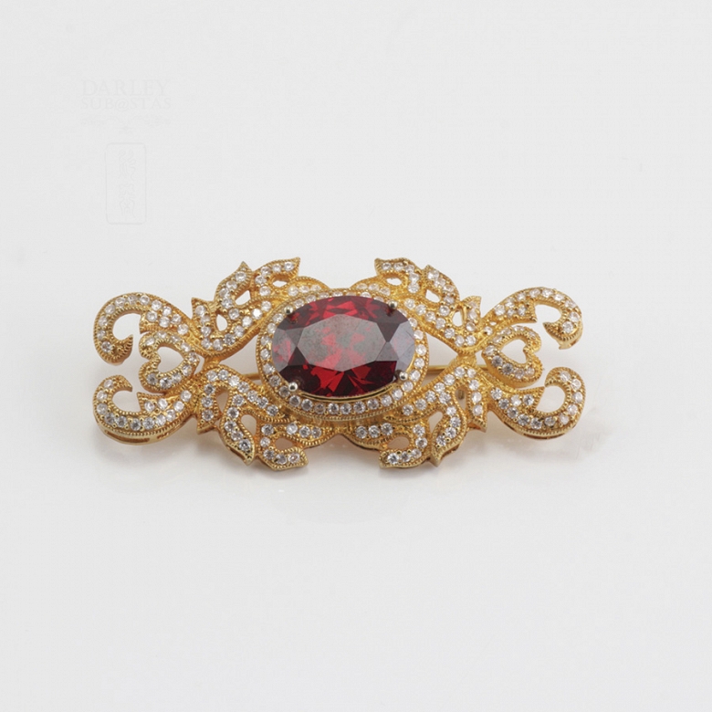 Aderezo de Fallera rojo Rubí y dorado - 6