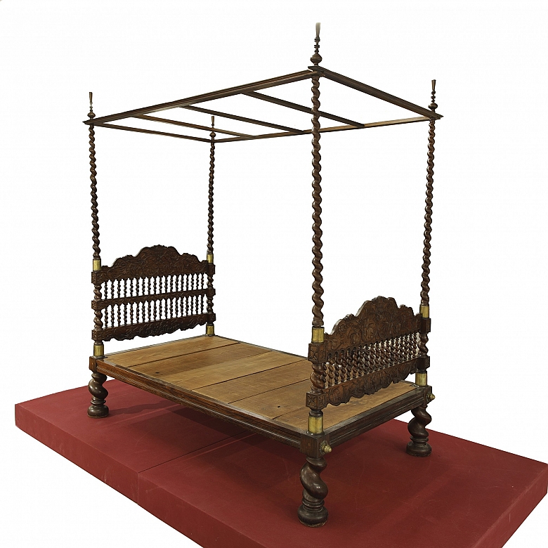 Four-poster canopy bed, Indonesian style, 19th century