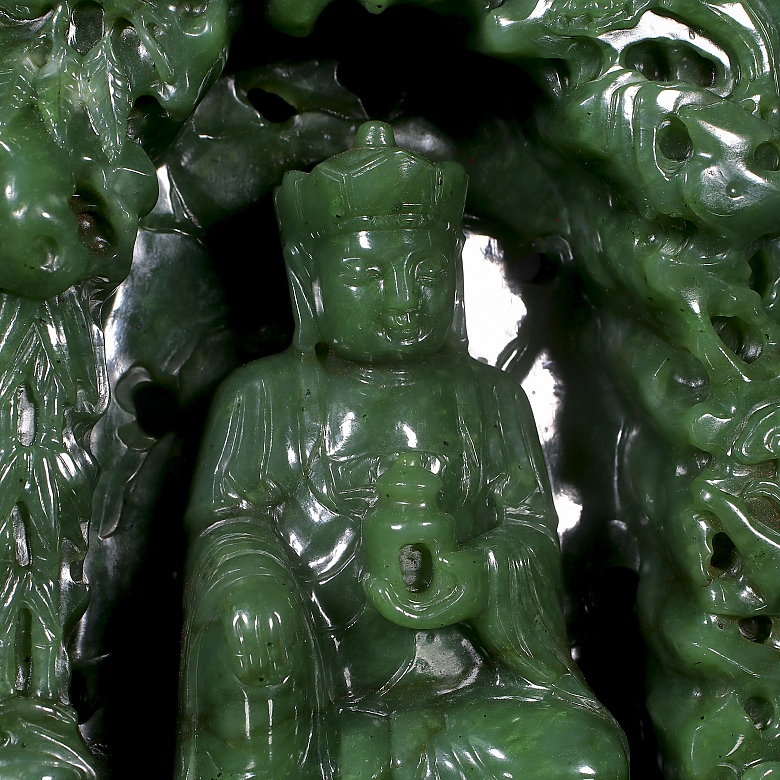 Figura de jade verde espinaca 