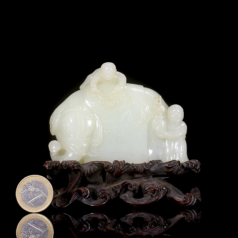 Figura de jade blanco de Hetian 