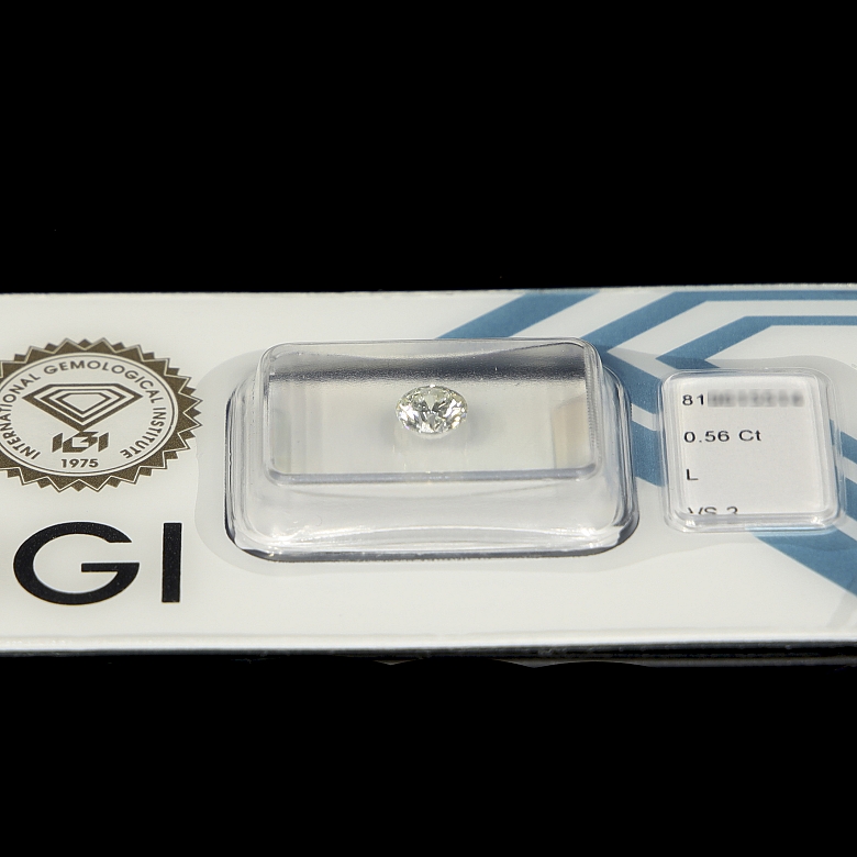 Diamante natural en talla brillante, 0.56 ct, certificado IGI
