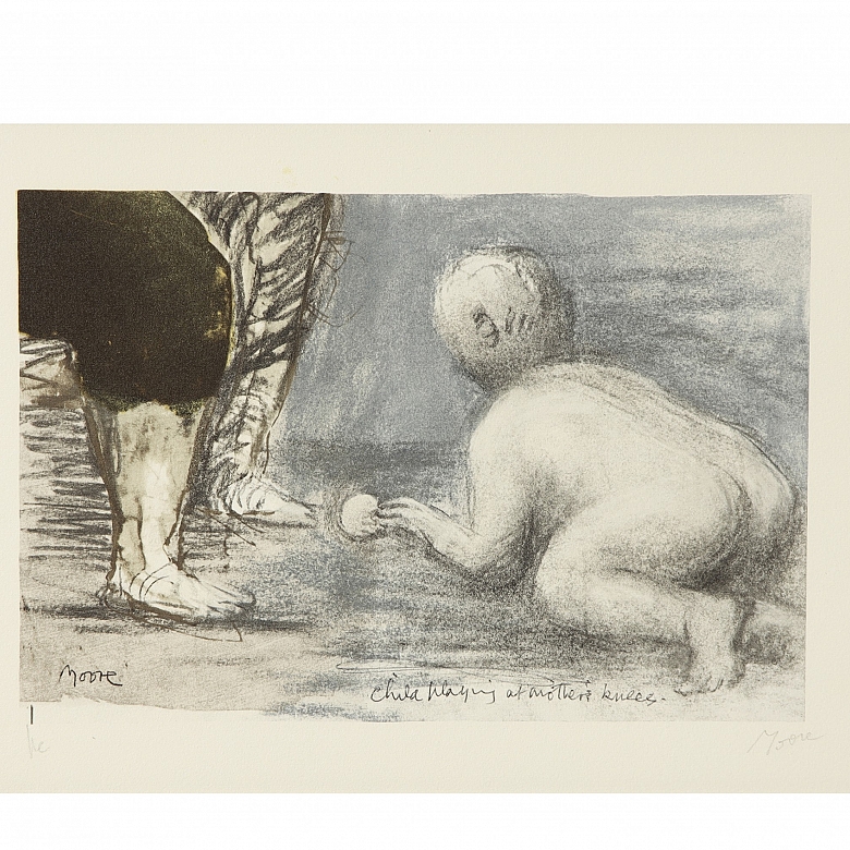 亨利·摩尔（1898–1986）《嬉戏的孩童》，约1983年