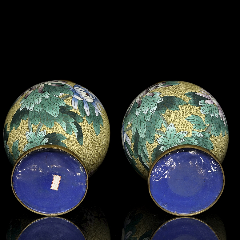 Pair of cloisonné vases 