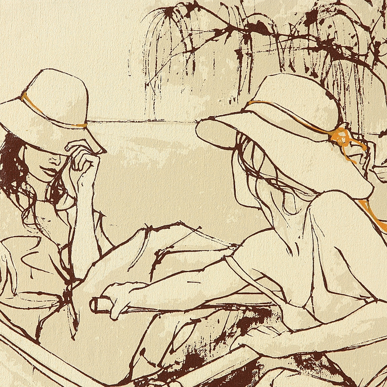 Bernard Dufour (20th-21st century) ‘Ladies in a Boat’