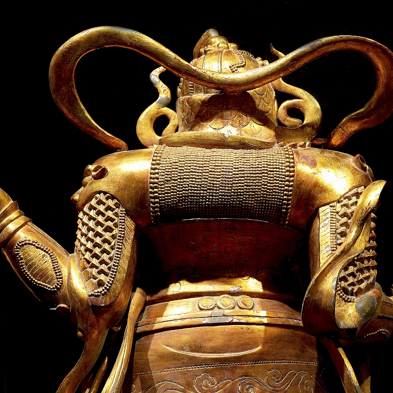 Magnificent bronze figure of ‘Guăng Mù Tiān wáng, Heavenly King’, Ming dynasty