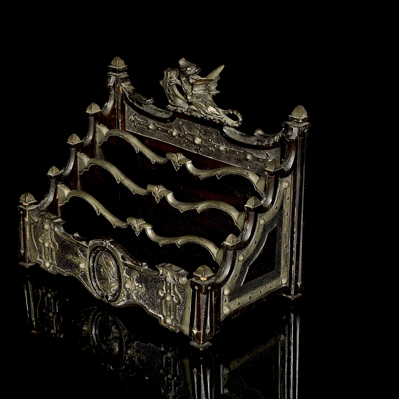 Wooden and metal letter holder, 19th century - 4