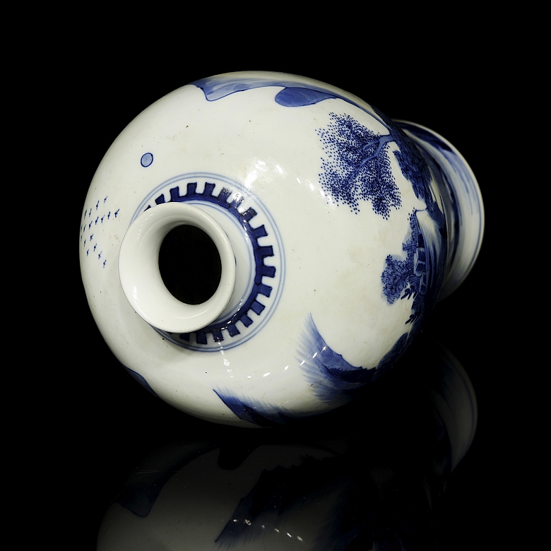Jarrón meiping de porcelana azul y blanca 