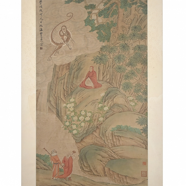 Pintura china “Sabio con dragón”, con firma Cui Zizhong - 1