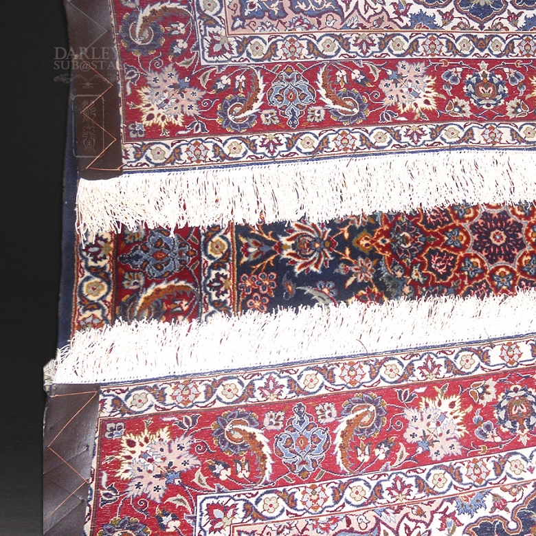 Alfombra fina Persa de Isfahan con base de Seda - 3
