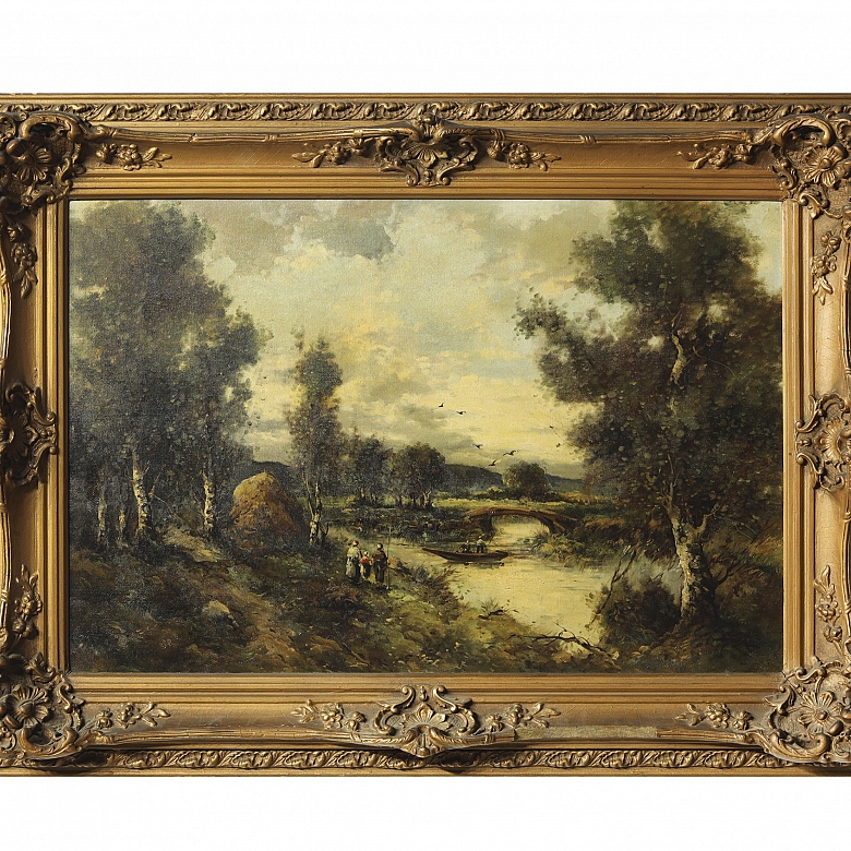 Anonymous “Landscape with river” 19th century