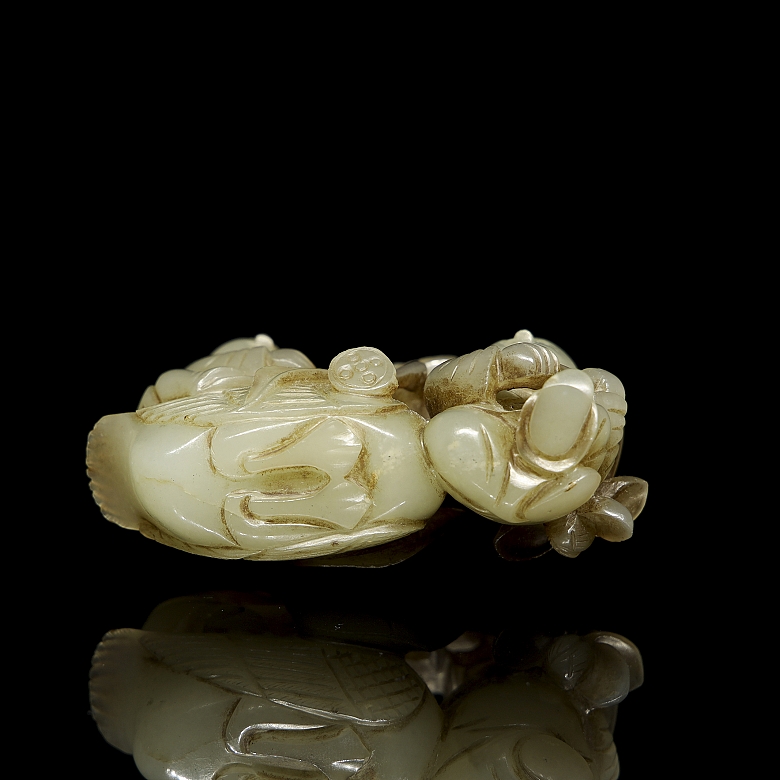Jade figure ‘Children and Goose’, Qing dynasty