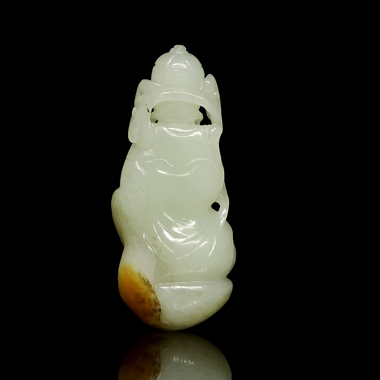 Carved jade figure, ‘Figure with Branch,’ Qing dynasty - 1