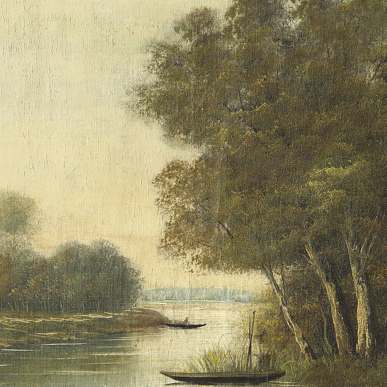 Delorme (19th-20th century) ‘Boats on the river’