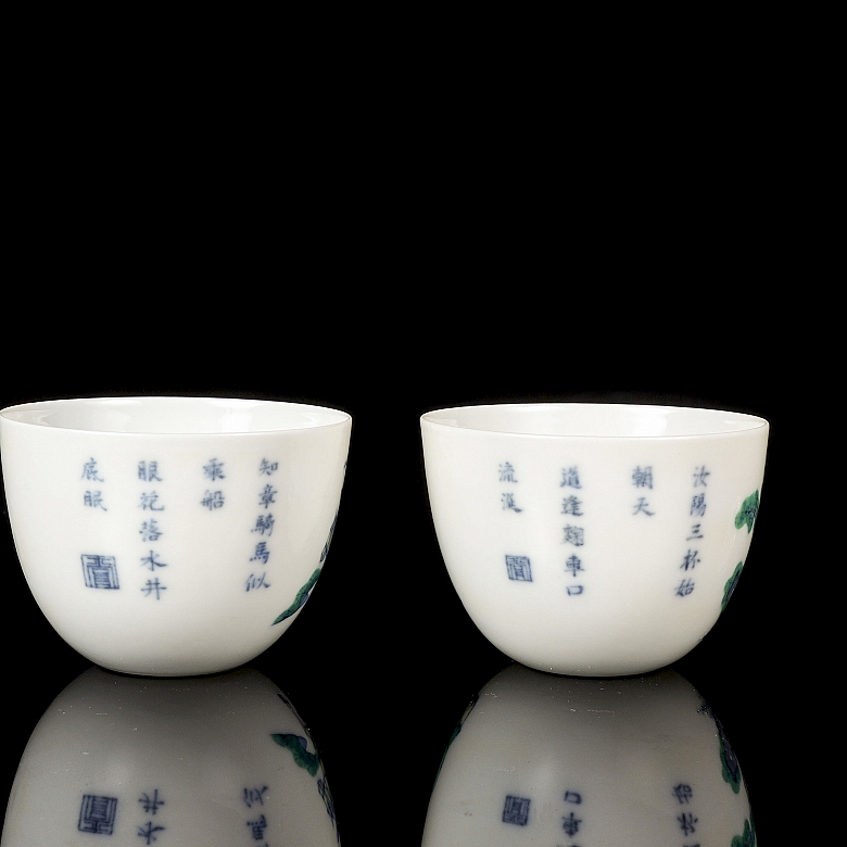 Pareza de tazas de porcelana wucai 