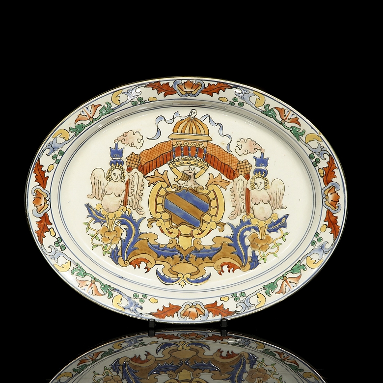 Bandeja heráldica de Ataíde para exportación, s.XIX-XX