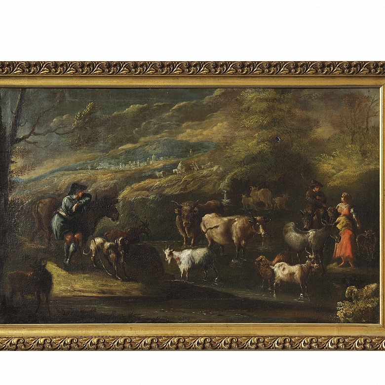 18th-century European school “Scene of shepherds”