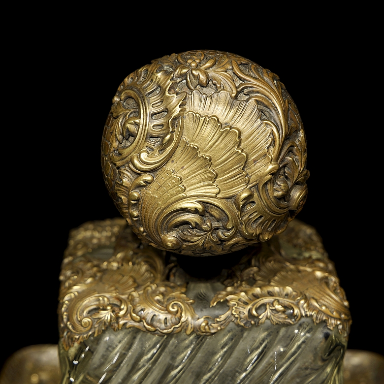 Large glass and bronze writing desk, 18th century - 2