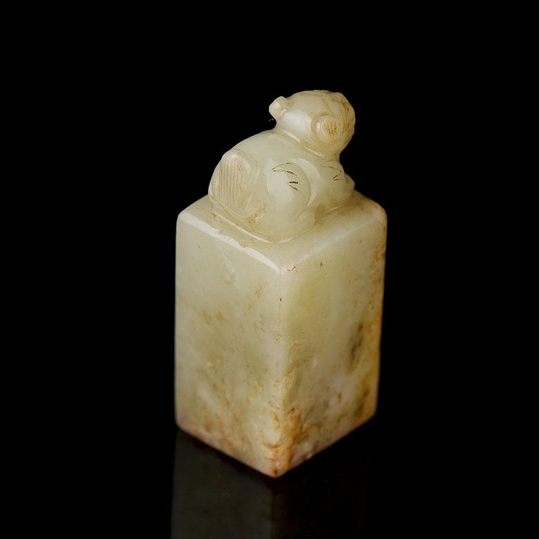 Sello de jade de Hetian “Pequeño animal”, dinastía Qing