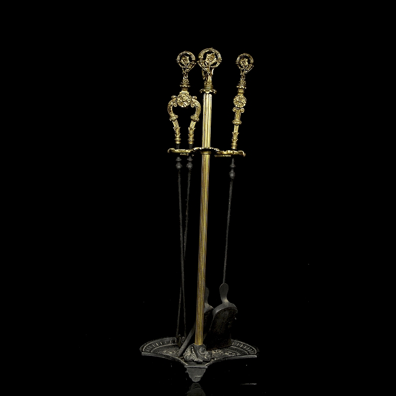 Set of fireplace accessories, 20th century - 2