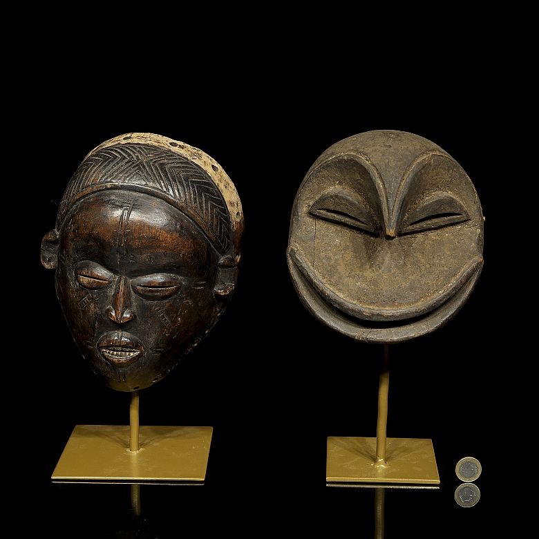 Dos máscaras estilos Bété y Teke, África, s.XX