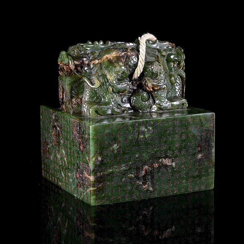 Sello de jade verde espinaca