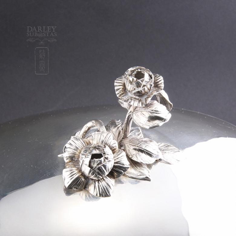 Sopera de plata de ley con rosas. - 4