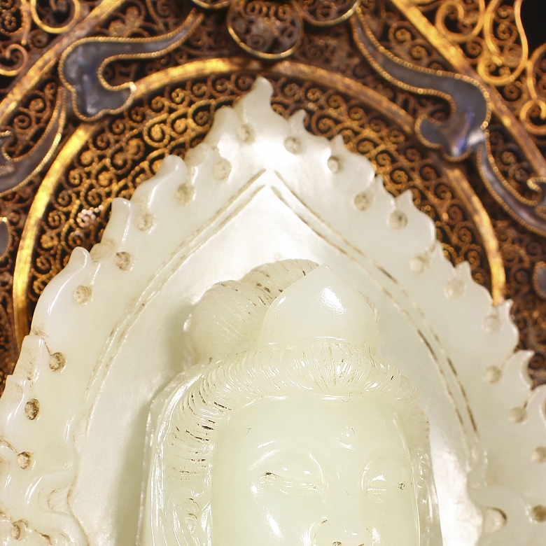 Jade blanco de Hetian y plata 
