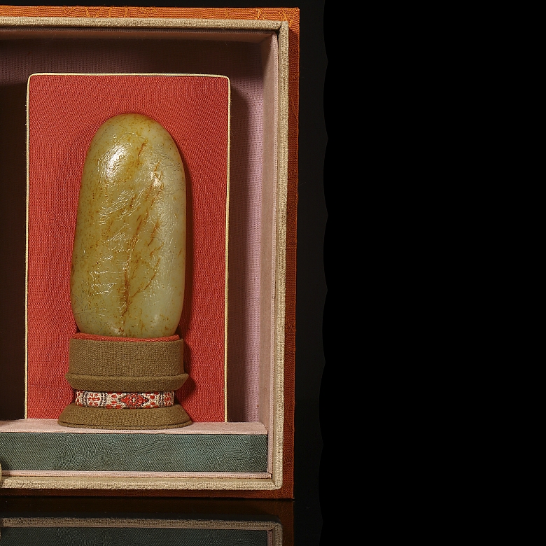 Carved jade stone “Landscape and Poem,” Qing dynasty