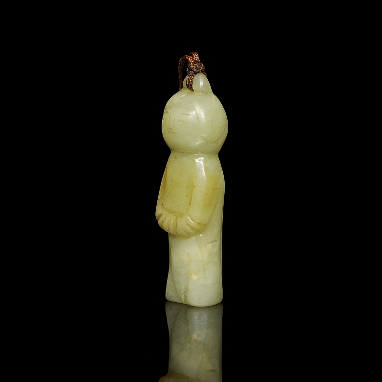 Carved jade pendant ‘Character’, Qing dynasty - 4