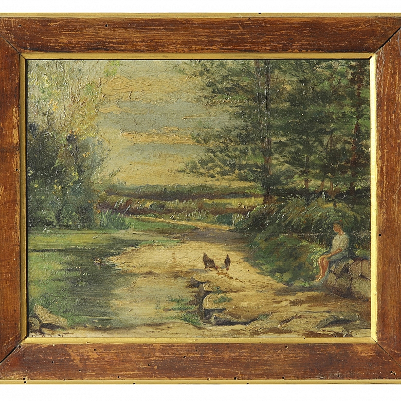 20th century French school ‘Young Man in the River’, 1924