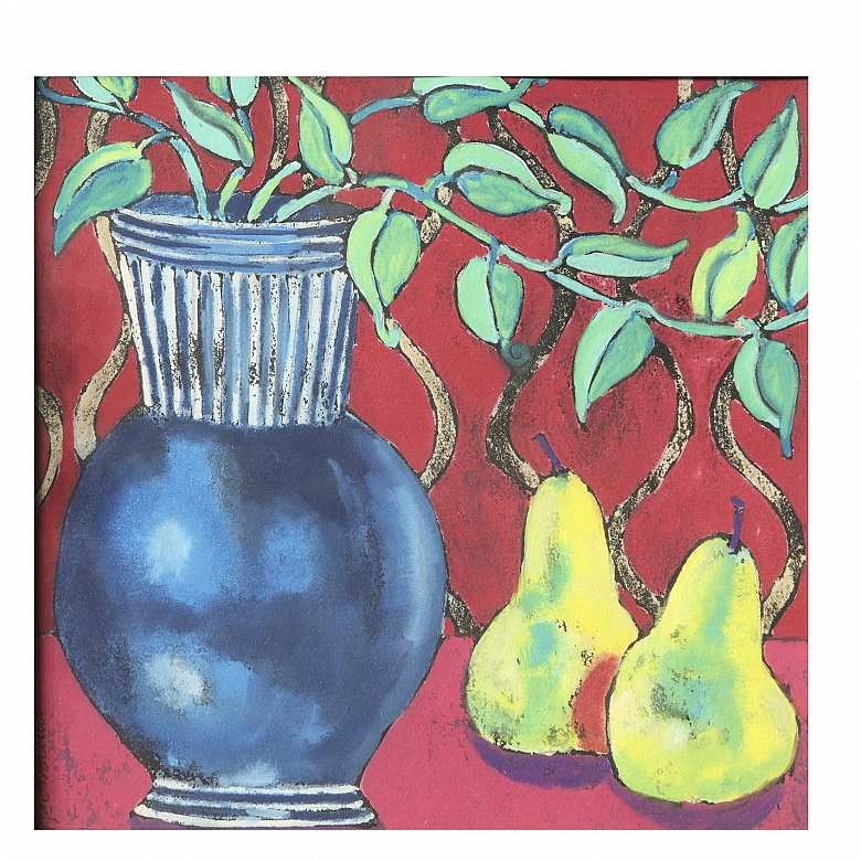 Maite Morell (1964) ‘Still life with vase and pears’, 1997
