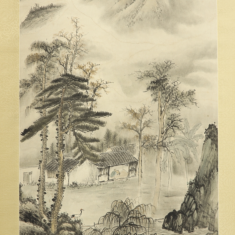 Chinese painting “Landscape and poem”, 20th century - 3