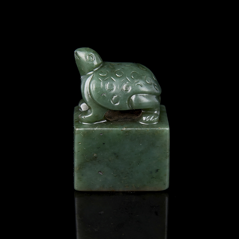 Carved green jade ‘Turtle’ seal, Qing dynasty
