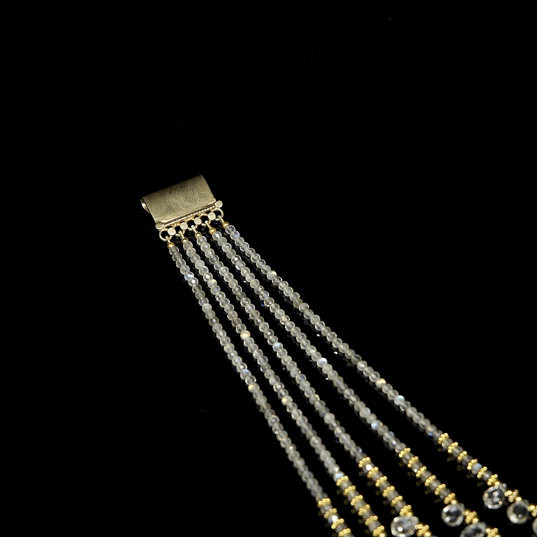 Collar de aguamarina en plata dorada, estilo Victoriano