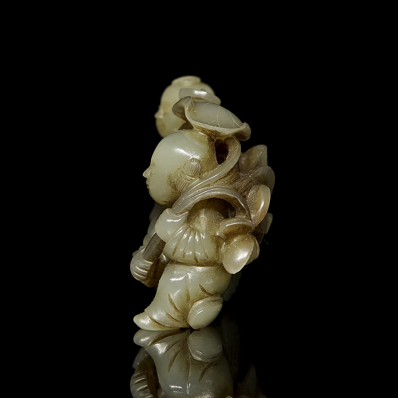 Jade figure ‘Children and Goose’, Qing dynasty