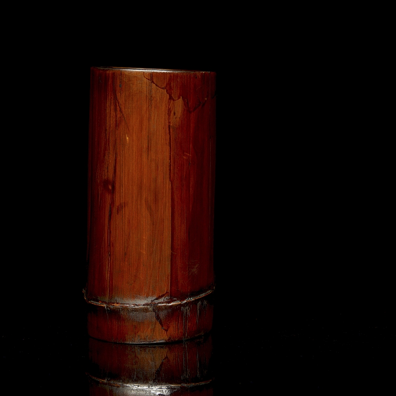 Recipiente de bambú para pinceles, dinastía Qing