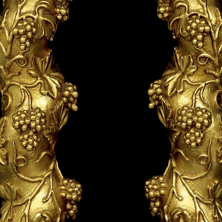 Pair of gilded wooden Solomonic columns, 20th century