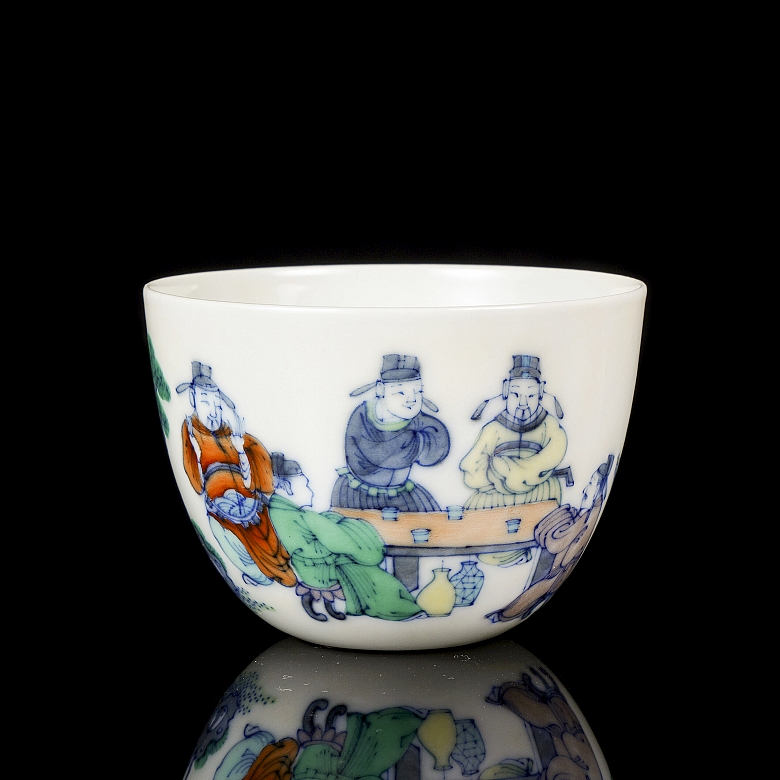Pareza de tazas de porcelana wucai 