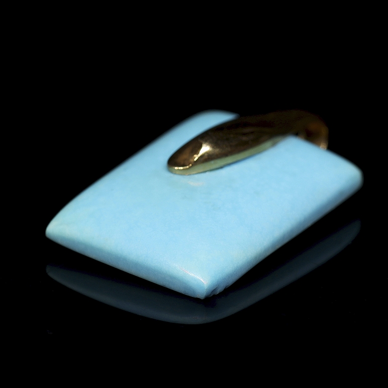 18k yellow gold pendant with turquoise - 2