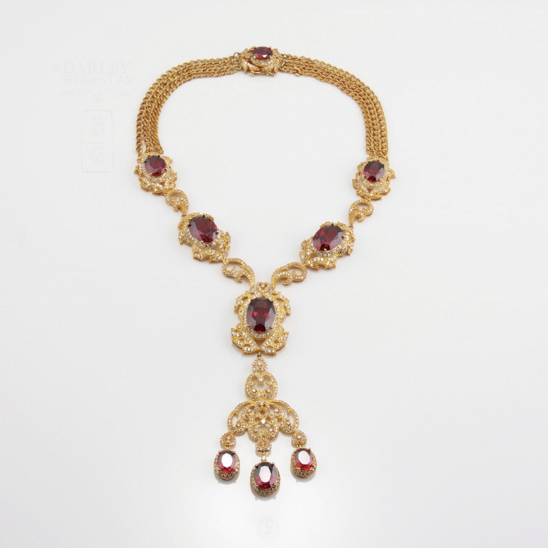 Aderezo de Fallera rojo Rubí y dorado - 4