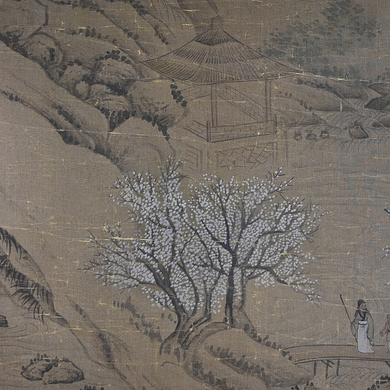 Chinese painting ‘Landscape with Plum Blossoms’, signed Yun Shouping