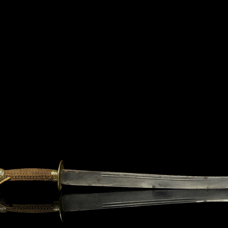 'Shuangdao’ silver-plated metal sword, 20th century