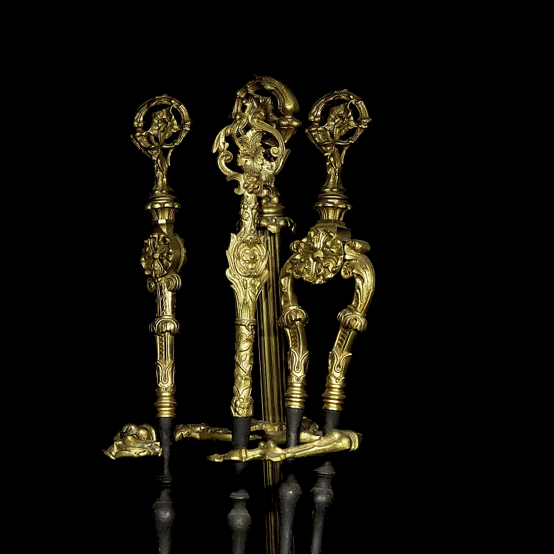 Set of fireplace accessories, 20th century - 4