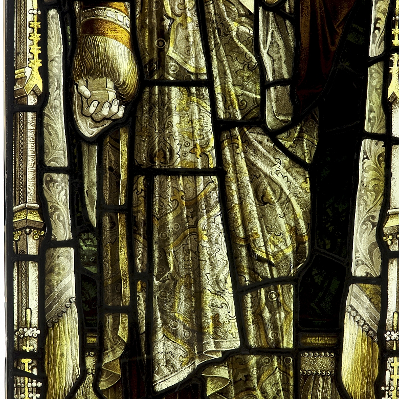 Shrigley and Hunt, leaded glass window ‘Christ with Apostles’, 19th-20th century