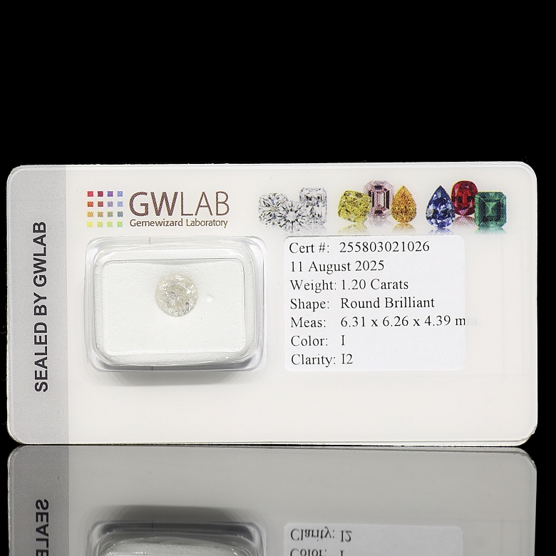 Diamante talla brillante de 1,20 ct con certificado GWLAB