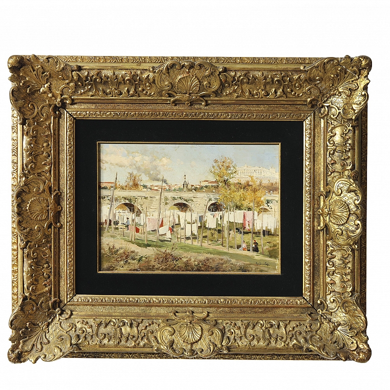 Jose Lupiañez y Carrasco (1864-1933) ‘Washerwomen on the Bridge of Segovia’