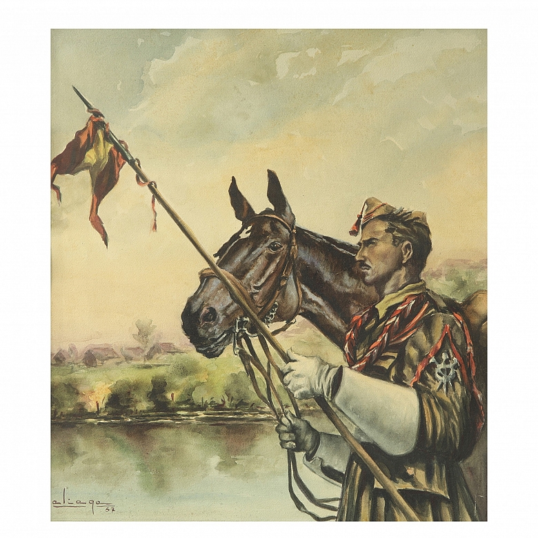 卡洛斯·阿利亚加（Carlos Aliaga，20 世纪）《西班牙军团枪骑兵中队》，1957 年