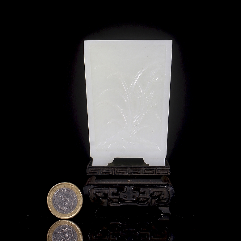 Recipiente para pinceles de jade blanco de Hetian