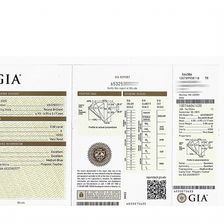 Diamante natural en talla brillante de 0,50 ct