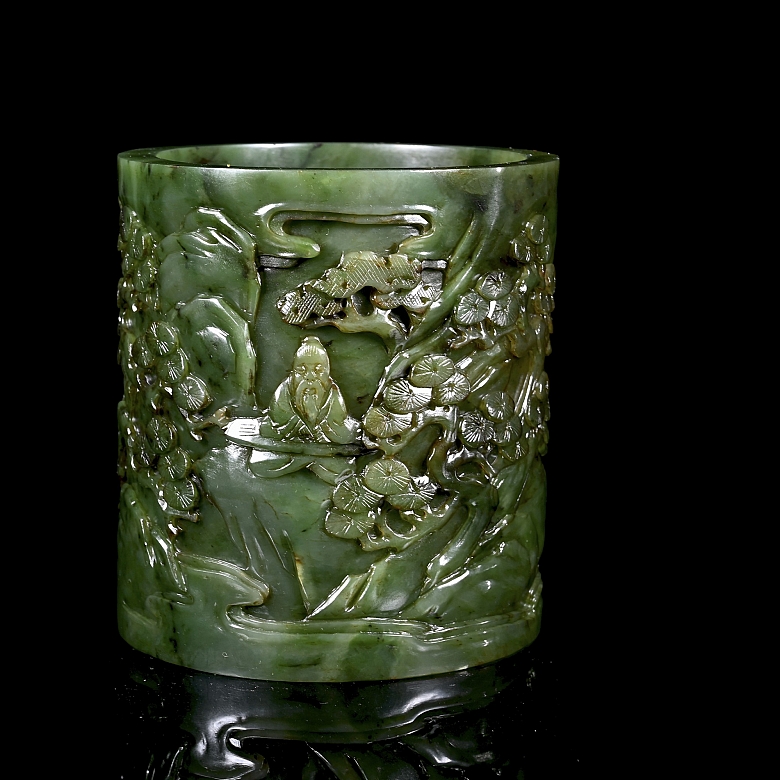 Portapinceles de jade verde espinaca